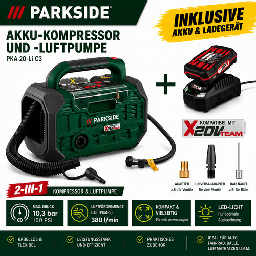 Parkside akku kompressor - 20,